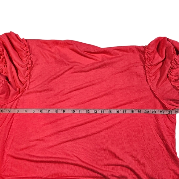 Sejour Hot Pink Tunic Blouse Sz 2X Wide Ruffle Sleeves Pullover Top Shirt Casual - Picture 11 of 11